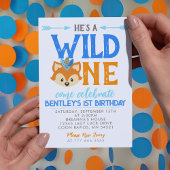 Hij is een wild one 1st Birthday Party Kaart