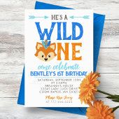 Hij is een wild one 1st Birthday Party Kaart