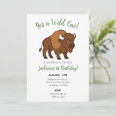 Hij is een Wild One Bison Western Kids verjaardags Kaart (Staand voorkant)