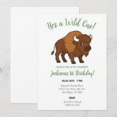 Hij is een Wild One Bison Western Kids verjaardags Kaart (Voorkant / Achterkant)