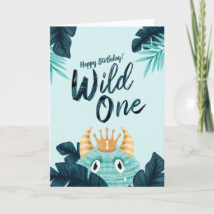 Hij is een Wild One Blue Monster & Tropisch Oerwou Kaart