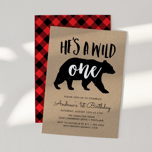 Hij is een Wild One First Birthday Party Kaart