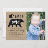 Hij is een Wild One Foto First Birthday Kaart (Voorkant)