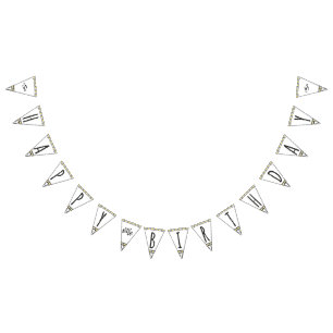 Hij is een Wild One Monogram Happy Birthday Vlaggetjes