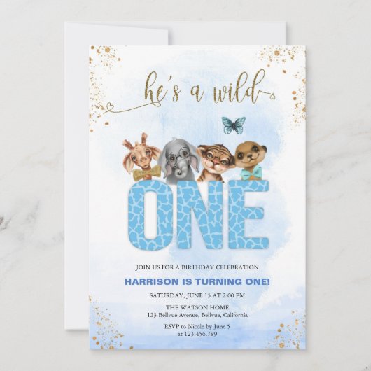 Hij is een Wild One Safari 1 zaterdag Kaart (Voorkant)