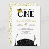 Hij is een Wilde 1 - 1e verjaardag Gouden Kroon Kaart (Voorkant / Achterkant)