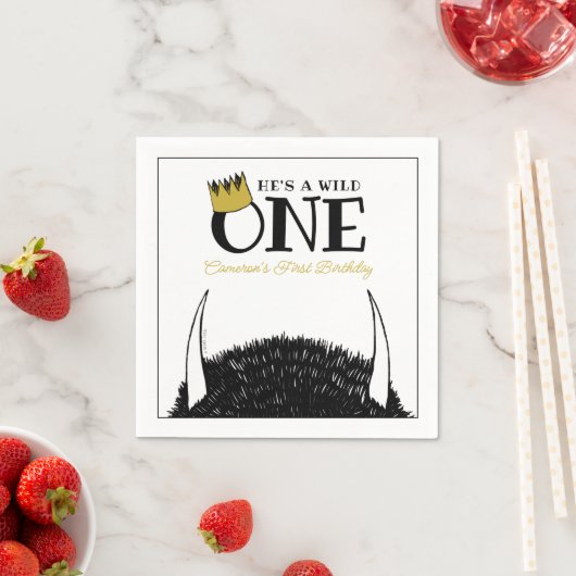 Hij is een Wilde 1 - 1e verjaardag Gouden Kroon Servet (Insitu)