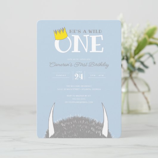 Hij is een Wilde 1 - 1e verjaardag kweekblauw Kaart (Staand voorkant)