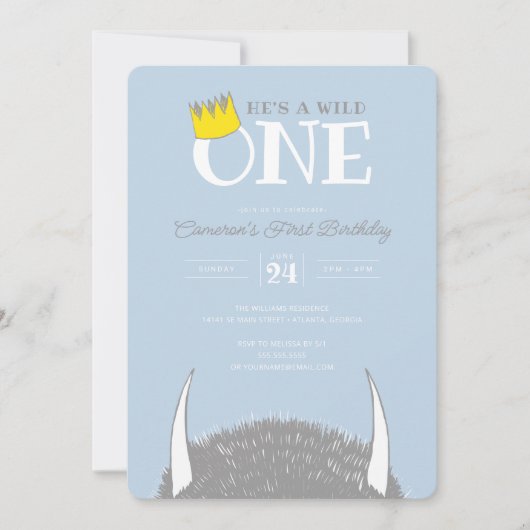 Hij is een Wilde 1 - 1e verjaardag kweekblauw Kaart (Voorkant)