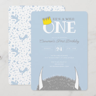 Hij is een Wilde 1 - 1e verjaardag kweekblauw Kaart