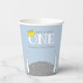 Hij is een Wilde 1 - 1e verjaardag kweekblauw Papieren Bekers (Links)