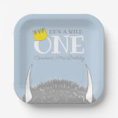 Hij is een Wilde 1 - 1e verjaardag kweekblauw Papieren Bordje (Voorkant)