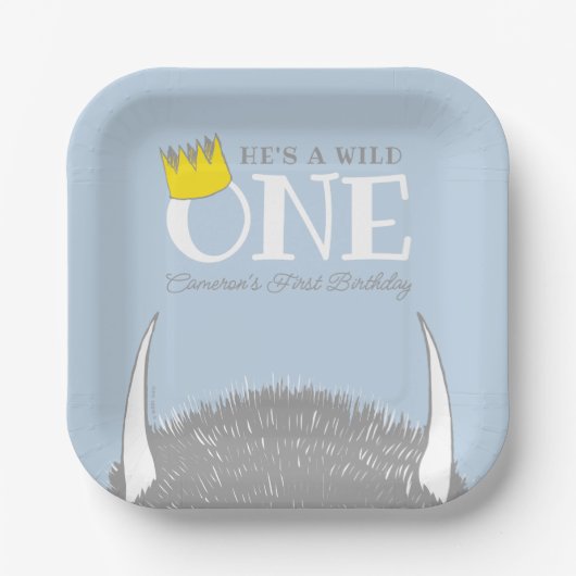 Hij is een Wilde 1 - 1e verjaardag kweekblauw Papieren Bordje (Voorkant)