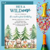 Hij is een wilde - Woodland Animals 1st Birthday Kaart