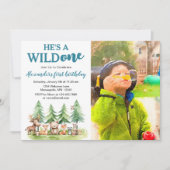 Hij is een wilde - Woodland Animals Foto 1e B-dag Kaart (Voorkant)