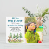 Hij is een wilde - Woodland Animals Foto 1e B-dag Kaart (Staand voorkant)