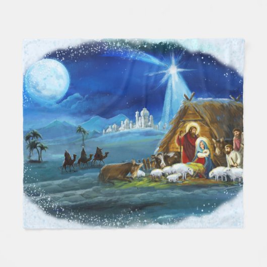 "Hij is geboren" Fleece Deken (Voorkant (Horizontaal))