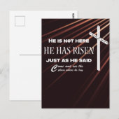 "Hij is gerezen" Bijbel Verse Christelijk Briefkaa Briefkaart (Voorkant / Achterkant)