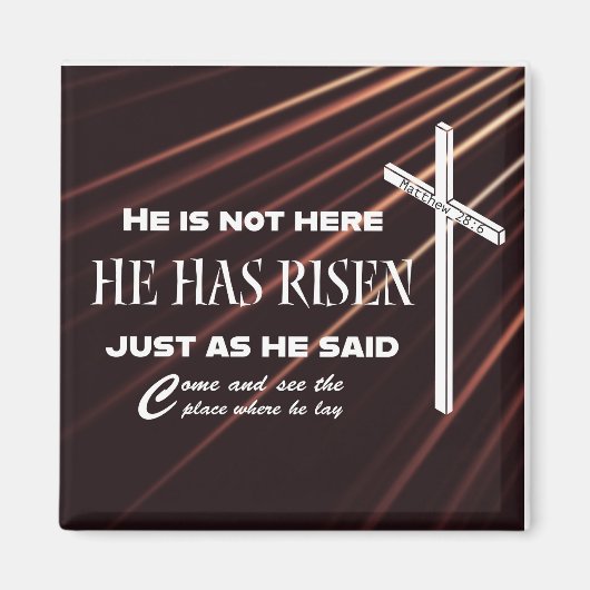 "Hij is gerezen" Bijbel Verse Pasen Christelijk Ma Magneet (Voorkant)
