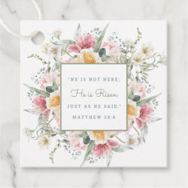 Hij is gerezen Floral Scriptpaasherrijving Bedankjes Labels