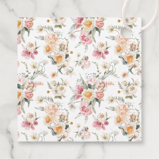 Hij is gerezen Floral Scriptpaasherrijving Bedankjes Labels (Achterkant)