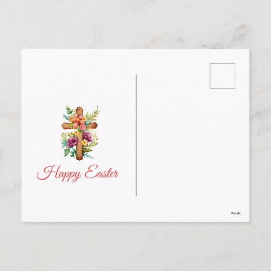 Hij is gerezen toen hij paaskruis vertelde feestdagenkaart (Achterkant)