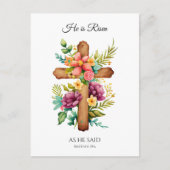 Hij is gerezen toen hij paaskruis vertelde feestdagenkaart (Voorkant)