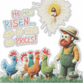 Hij is gestegen… en dat geldt ook voor de eierprij sticker (Voorkant)