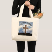 Hij Is Geweest Ruw Kruis Hemel Grote Tote Bag (Voorkant (product))