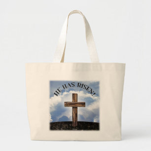 Hij Is Geweest Ruw Kruis Hemel Grote Tote Bag