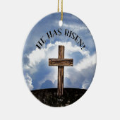 Hij Is Geweest Ruw Kruis Hemel Keramisch Ornament (Rechts)