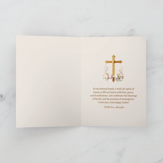 Hij Is Gewekt Bloemstuk Katholiek Kruis Religieus  Feestdagen Kaart (Binnen)
