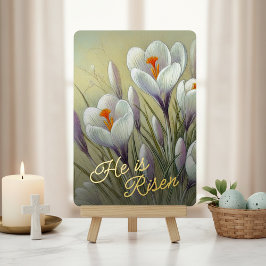 Hij Is Gezond Crocus Bloemen Goud Folie Kaart