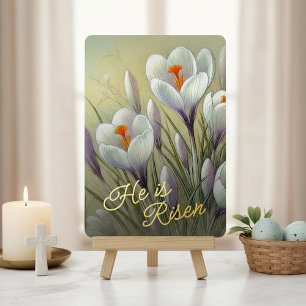Hij Is Gezond Crocus Bloemen Goud Folie Kaart