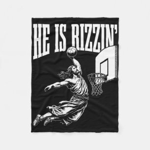 Hij is grappig Jezus basketbal meme Pasen Ch Fleece Deken