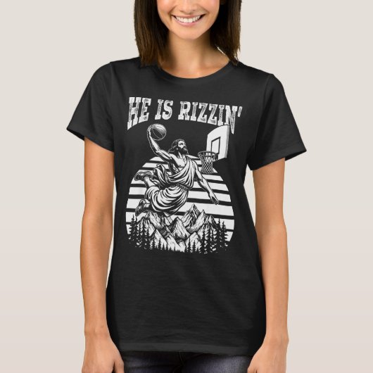 Hij is grappig Jezus basketbal meme Pasen Ch T-shirt (Voorkant)
