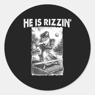 Hij is grappig Jezus Pickleball Meme Christelijk Ronde Sticker