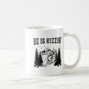 Hij is grappig Jezus skiën christelijk Pasen Koffiemok