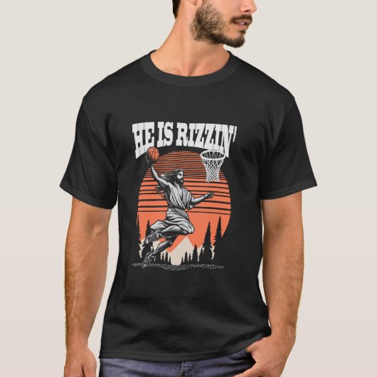 Hij Is Grappig Rizzin Basketbal T-shirt (Voorkant)
