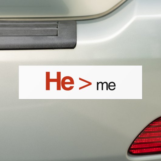 Hij is groter dan ik. bumpersticker (Op auto)