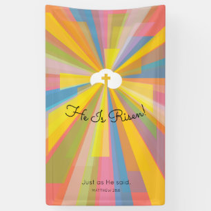 Hij is herrijzingsresten spandoek