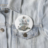 Hij is het Christelijke Paaskruis Ronde Button 7,6 Cm (In situ)