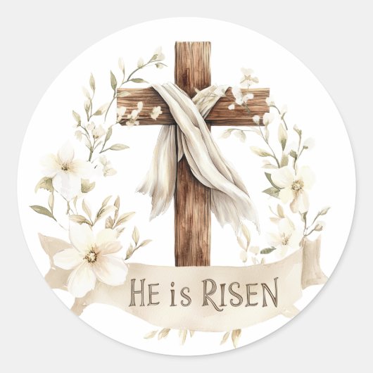 Hij is het verrezen kruis | Easter Ronde Sticker (Voorkant)