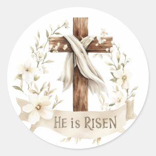 Hij is het verrezen kruis   Easter Ronde Sticker