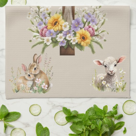 Hij is het verrezen kruis theedoek (Gevouwen)