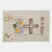 Hij is het verrezen kruis theedoek (Horizontaal)