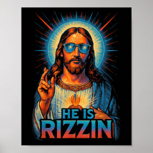 Hij is het zegenen van Jezus gebaar Liefde Pasen Poster