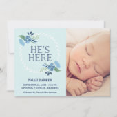 Hij is hier | Aankondiging van geboorte (Voorkant)