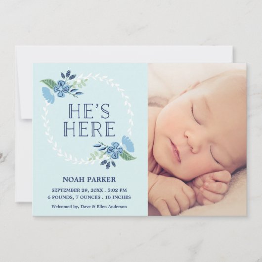 Hij is hier | Aankondiging van geboorte (Voorkant)