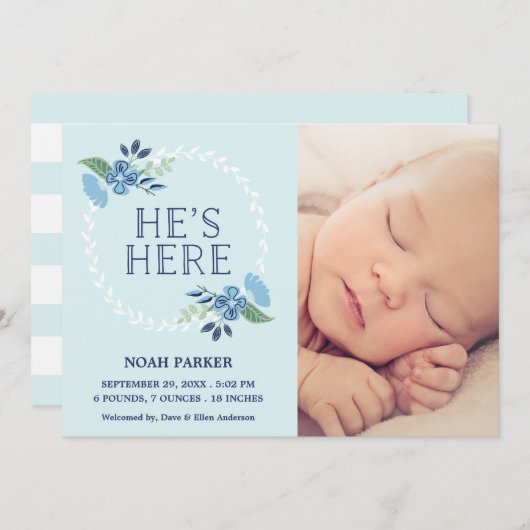 Hij is hier | Aankondiging van geboorte (Voorkant / Achterkant)